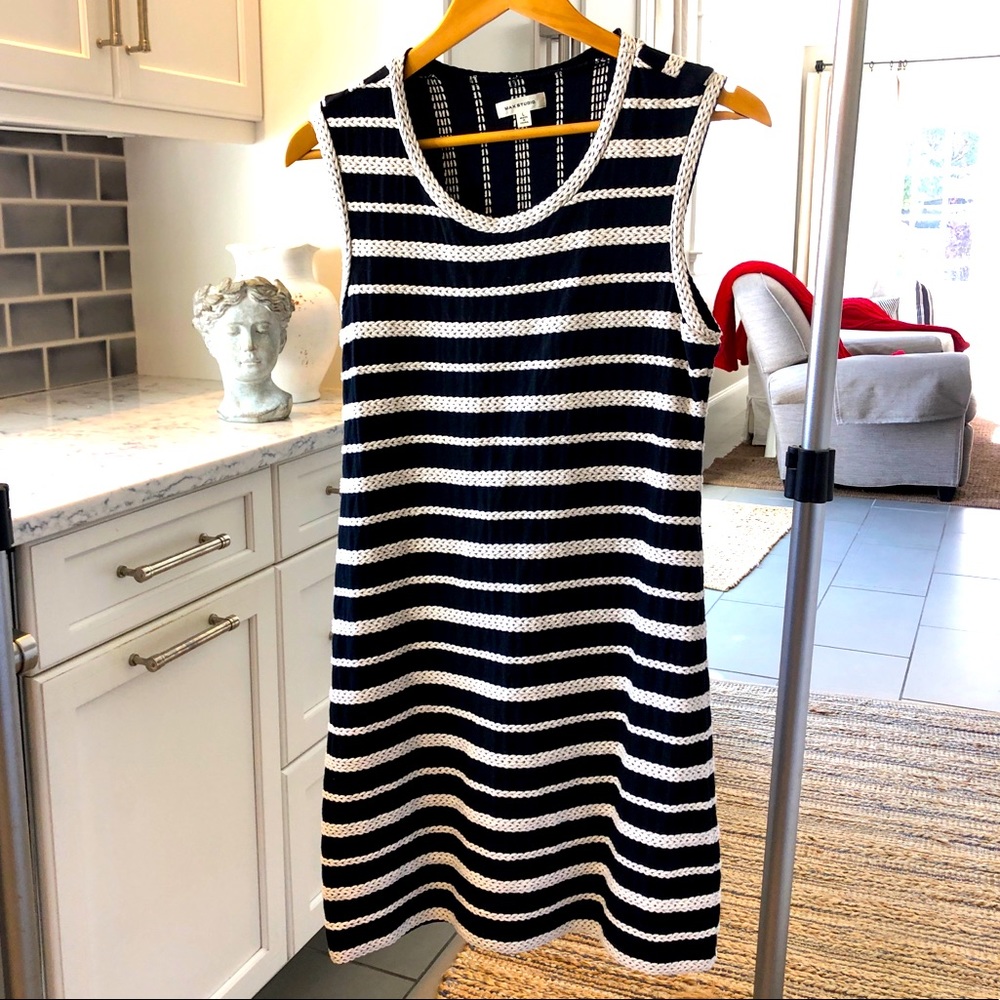 MAX STUDIO Striped Embroidered Shift Dress